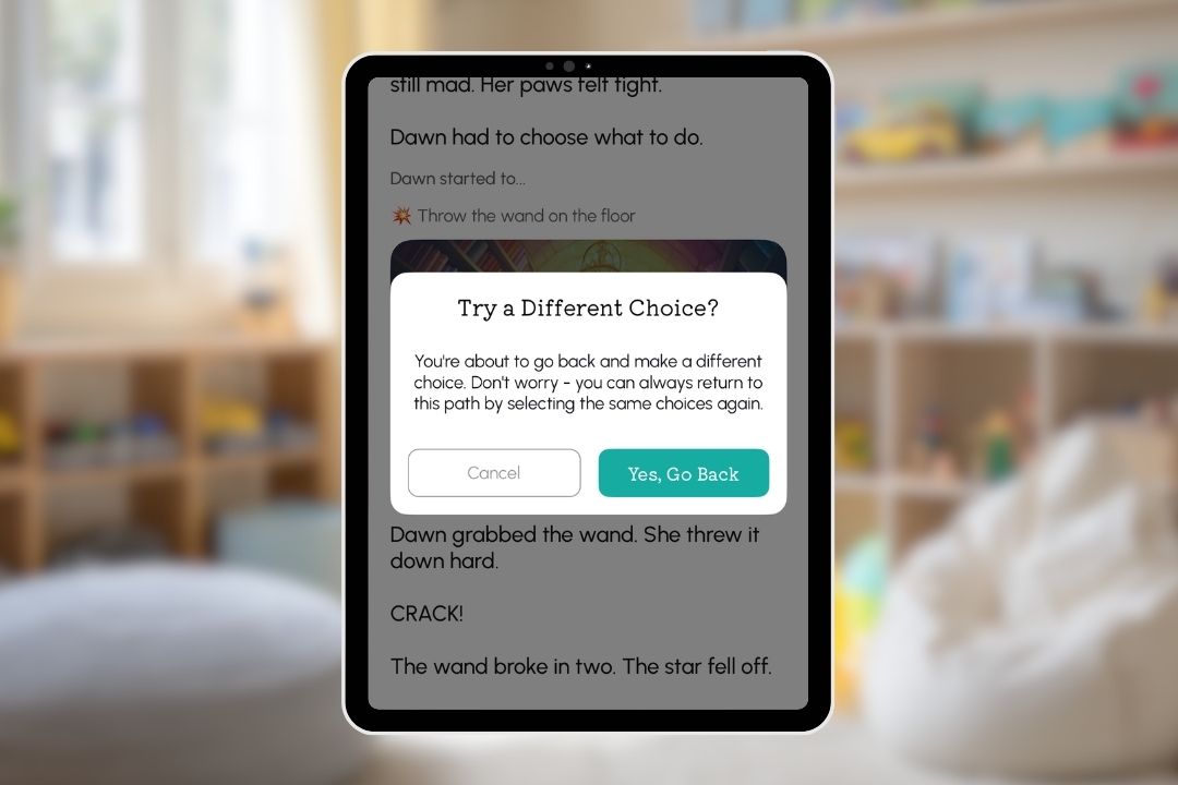 Child changing their choice in a story