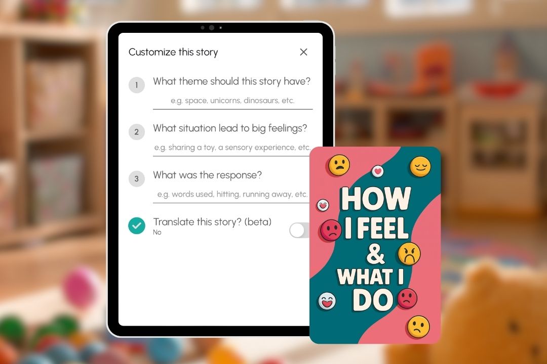 Story customizations for a story about big feelings and reactions