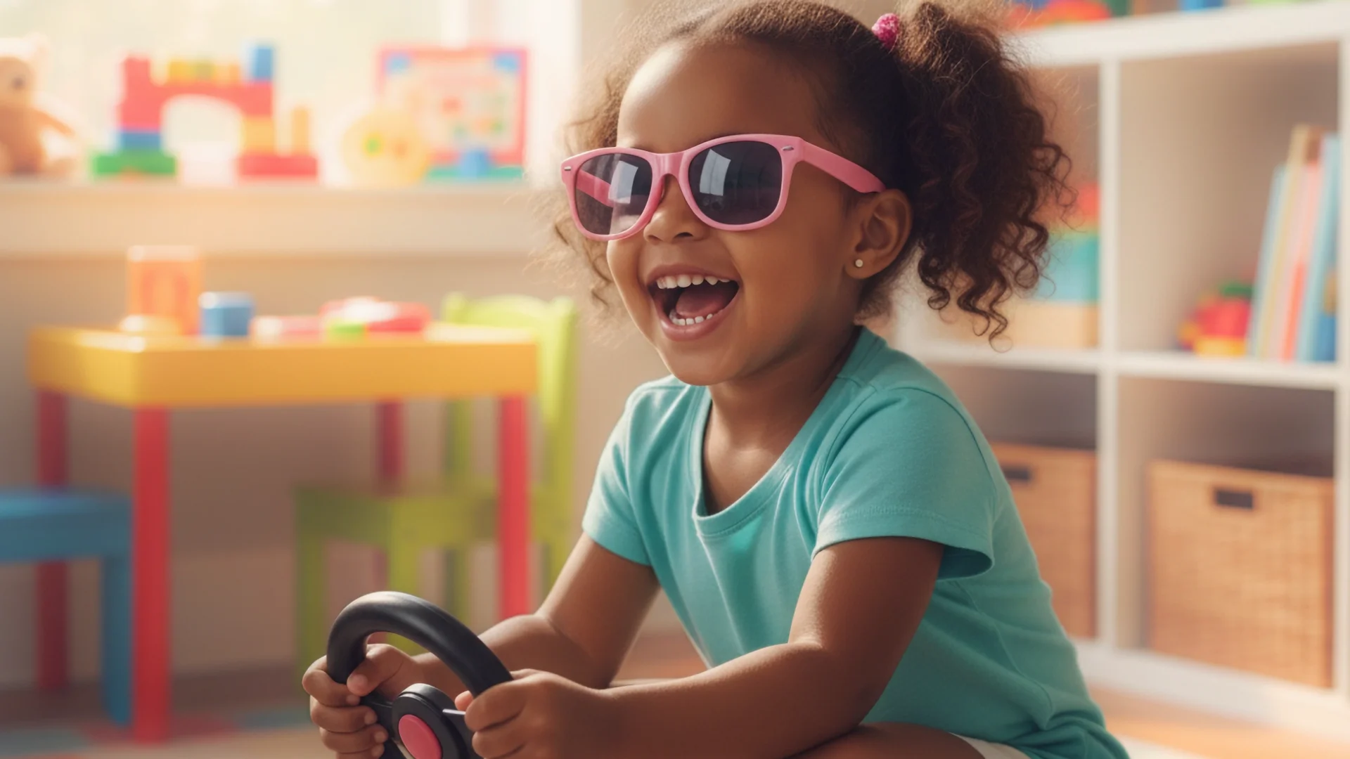 Child engaged in imaginative play, exploring creativity and building confidence through interactive storytelling experiences